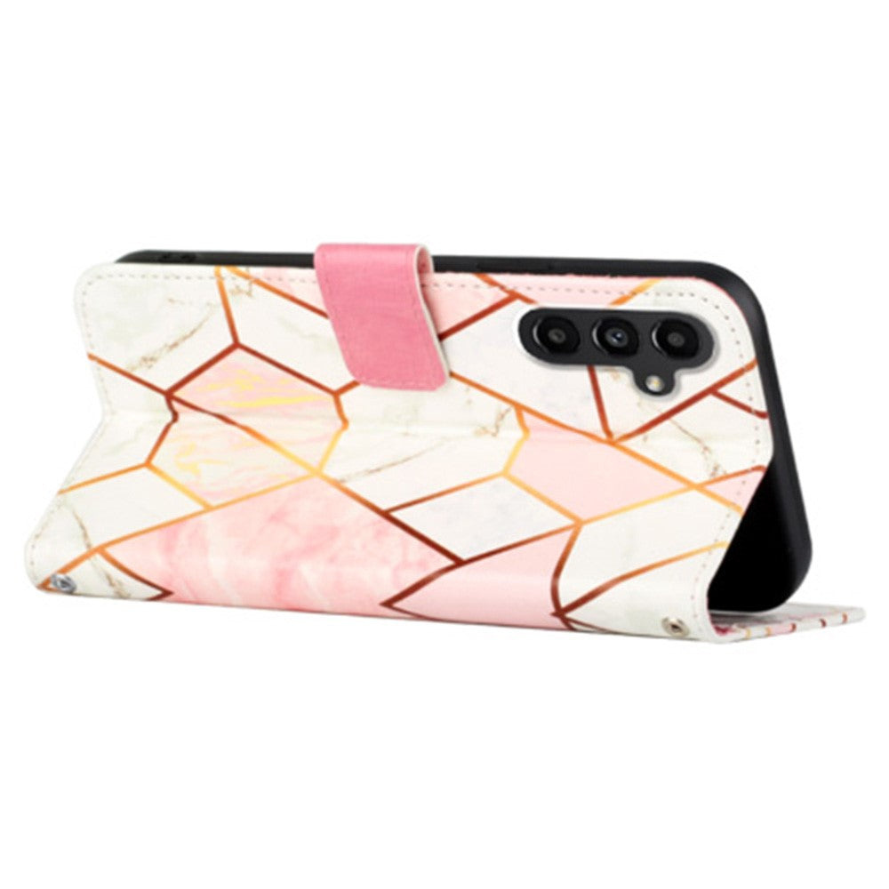 For Samsung Galaxy A05s 4G Leather Case with Shoulder Strap Marble Pattern Phone Stand Cover