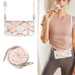 For Samsung Galaxy A05s 4G Leather Case with Shoulder Strap Marble Pattern Phone Stand Cover