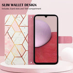For Samsung Galaxy A05s 4G Leather Case with Shoulder Strap Marble Pattern Phone Stand Cover
