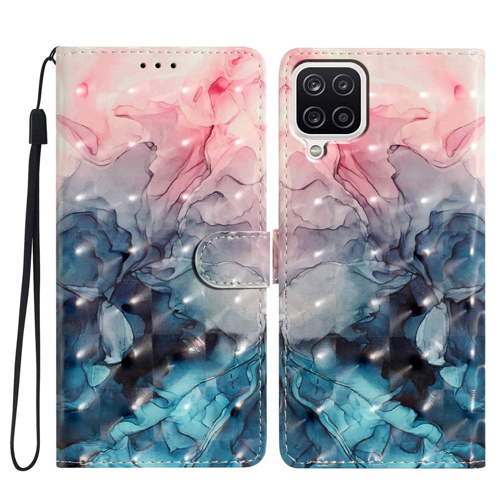 Samsung Galaxy A12 Plånboksfodral i PU-läder med 3D-mönster och rem