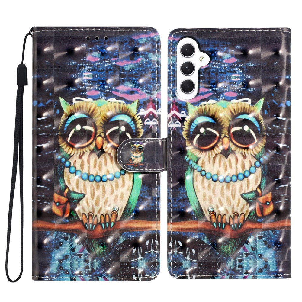 Til Samsung Galaxy A25 5G (Global) (161.0 x 76.5 x 8.3mm) Etui i PU-læder med 3D-mønster, flip-wallet telefoncover