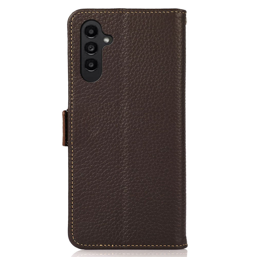 KHAZNEH For Samsung Galaxy A05s 4G Case Genuine Cow Leather Phone Cover Wallet Stand RFID Blocking Shell
