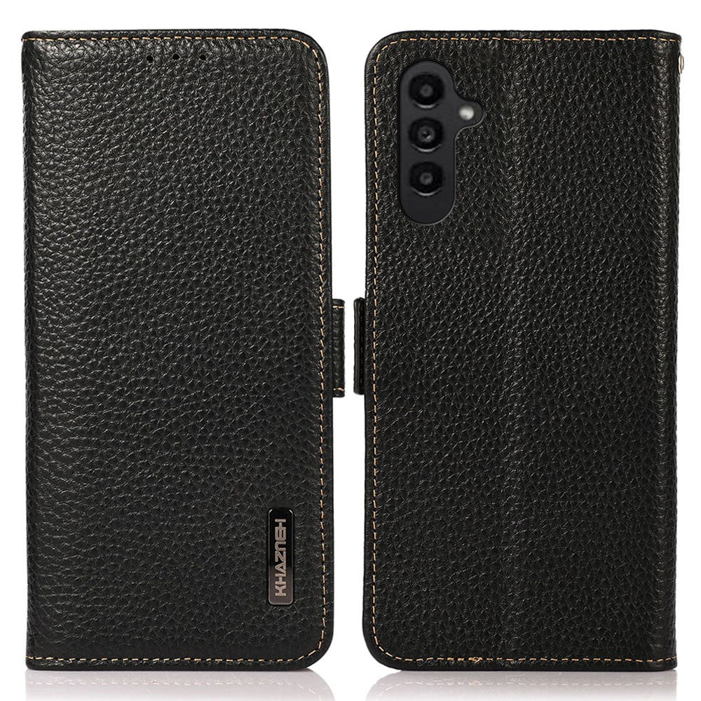 KHAZNEH For Samsung Galaxy A05s 4G Case Genuine Cow Leather Phone Cover Wallet Stand RFID Blocking Shell