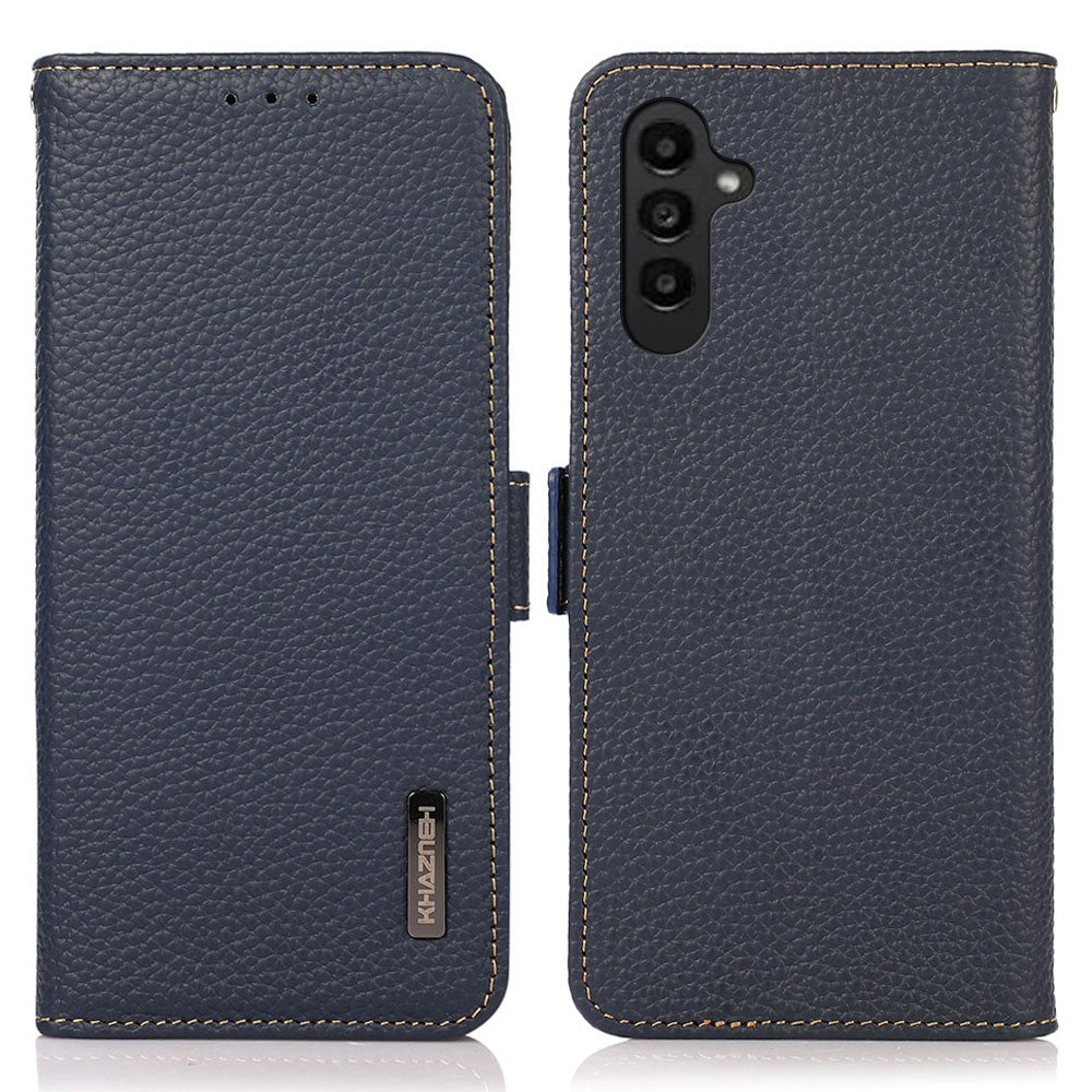 KHAZNEH For Samsung Galaxy A05s 4G Case Genuine Cow Leather Phone Cover Wallet Stand RFID Blocking Shell