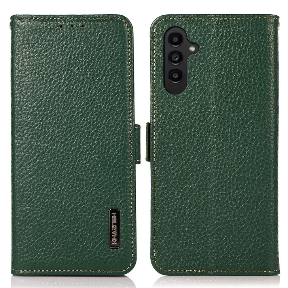KHAZNEH For Samsung Galaxy A05s 4G Case Genuine Cow Leather Phone Cover Wallet Stand RFID Blocking Shell