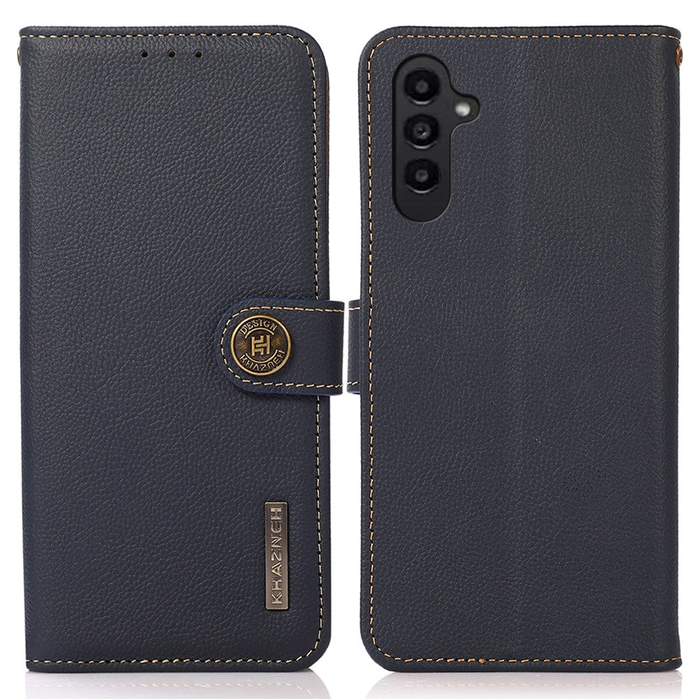 KHAZNEH For Samsung Galaxy A05s 4G Case Genuine Cow Leather Wallet RFID Blocking Cell Phone Cover