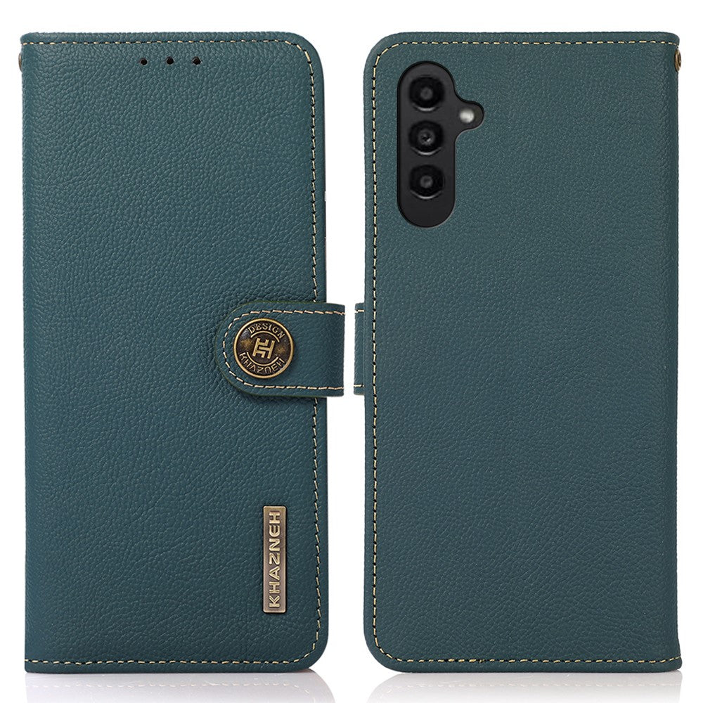 KHAZNEH For Samsung Galaxy A05s 4G Case Genuine Cow Leather Wallet RFID Blocking Cell Phone Cover