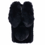 For iPhone 15 Pro Max Fluffy Furry 3D Bunny Ears Case Shockproof TPU Back Phone Cover