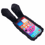 For iPhone 15 Pro Max Fluffy Furry 3D Bunny Ears Case Shockproof TPU Back Phone Cover