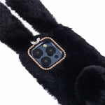 For iPhone 15 Pro Max Fluffy Furry 3D Bunny Ears Case Shockproof TPU Back Phone Cover