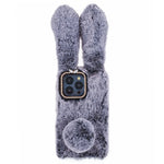For iPhone 15 Pro Max Fluffy Furry 3D Bunny Ears Case Shockproof TPU Back Phone Cover