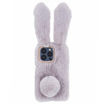 For iPhone 15 Pro Max Fluffy Furry 3D Bunny Ears Case Shockproof TPU Back Phone Cover