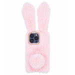 For iPhone 15 Pro Max Fluffy Furry 3D Bunny Ears Case Shockproof TPU Back Phone Cover