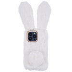 For iPhone 15 Pro Max Fluffy Furry 3D Bunny Ears Case Shockproof TPU Back Phone Cover