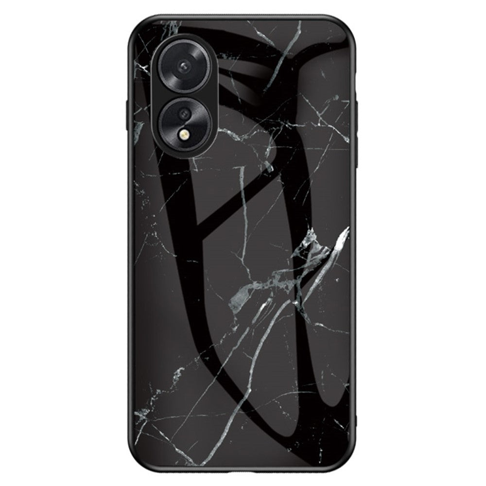 Oppo A38 4G-skal i marmormönster med härdat glas + PC + TPU-baksida
