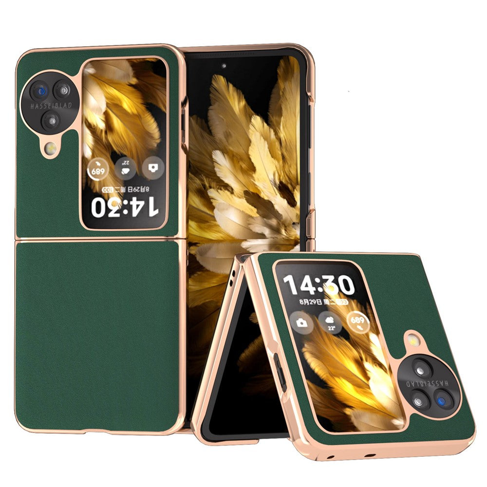 For Oppo Find N3 Flip 5G Case Genuine Cow Leather Coated PC Phone Case