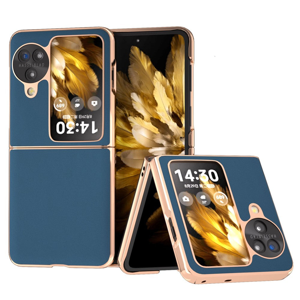 For Oppo Find N3 Flip 5G Case Genuine Cow Leather Coated PC Phone Case