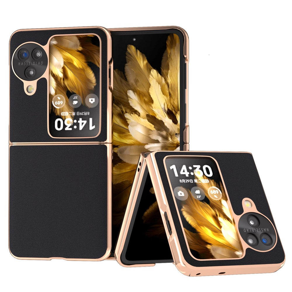 For Oppo Find N3 Flip 5G Case Genuine Cow Leather Coated PC Phone Case