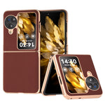 For Oppo Find N3 Flip 5G Case Genuine Cow Leather Coated PC Phone Case