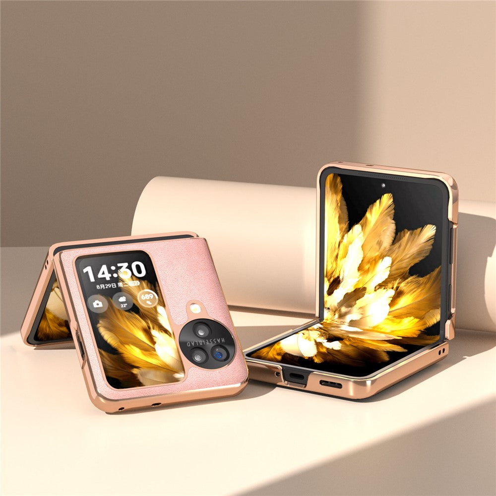 For Oppo Find N3 Flip 5G Case Electroplating PU Leather + PC Phone Cover