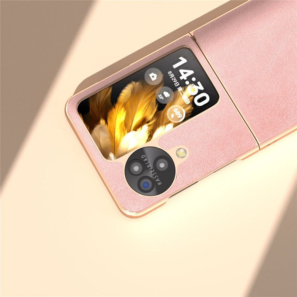 For Oppo Find N3 Flip 5G Case Electroplating PU Leather + PC Phone Cover