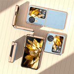 For Oppo Find N3 Flip 5G Case Genuine Cow Leather Coated PC Phone Cover