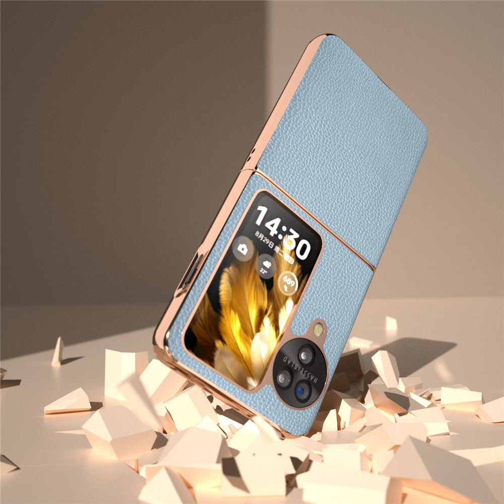 For Oppo Find N3 Flip 5G Case Genuine Cow Leather Coated PC Phone Cover