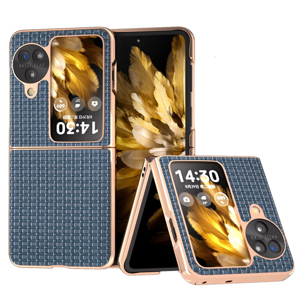 For Oppo Find N3 Flip 5G Case Genuine Cow Leather Coated PC Folding Phone Cover