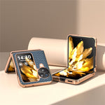 For Oppo Find N3 Flip 5G Case Genuine Cow Leather Coated PC Folding Phone Cover