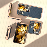 For Oppo Find N3 Flip 5G Case Genuine Cow Leather Coated PC Folding Phone Cover