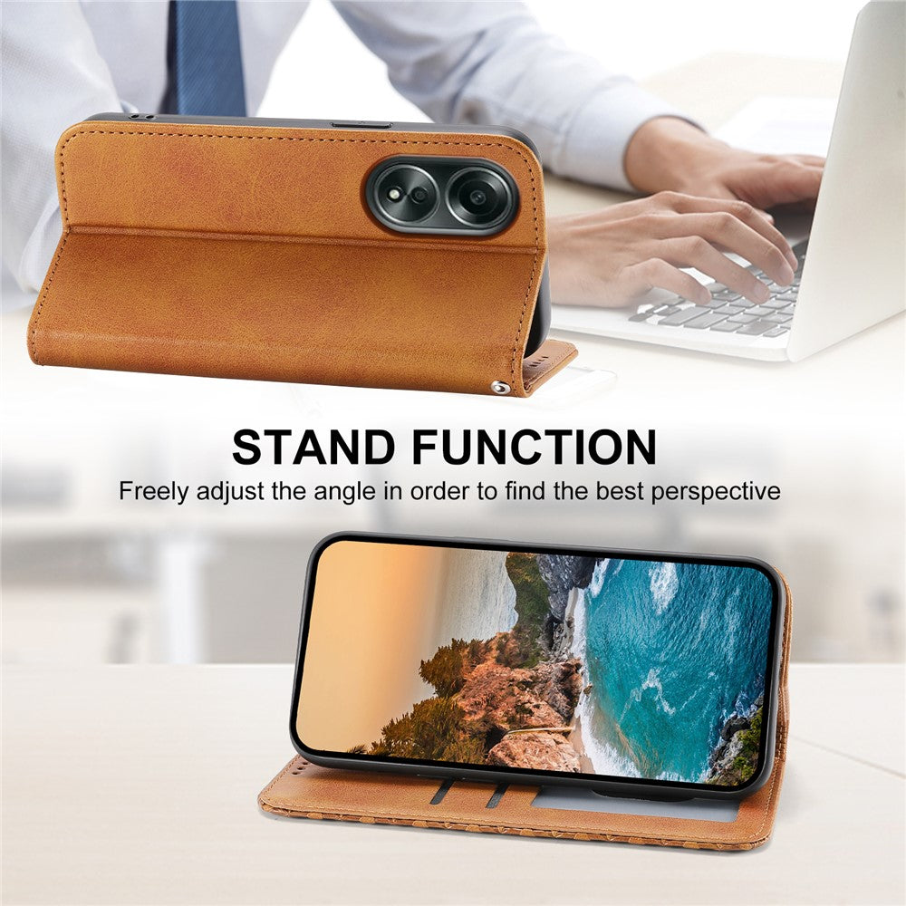 For Oppo A58 4G Case Imprinted PU Leather Phone Cover with Wallet Stand