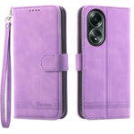 DIERFENG DF-03 Flip Phone Cover for Oppo A58 4G Case Lines Imprinted Wallet Stand Mobile Leather Shell