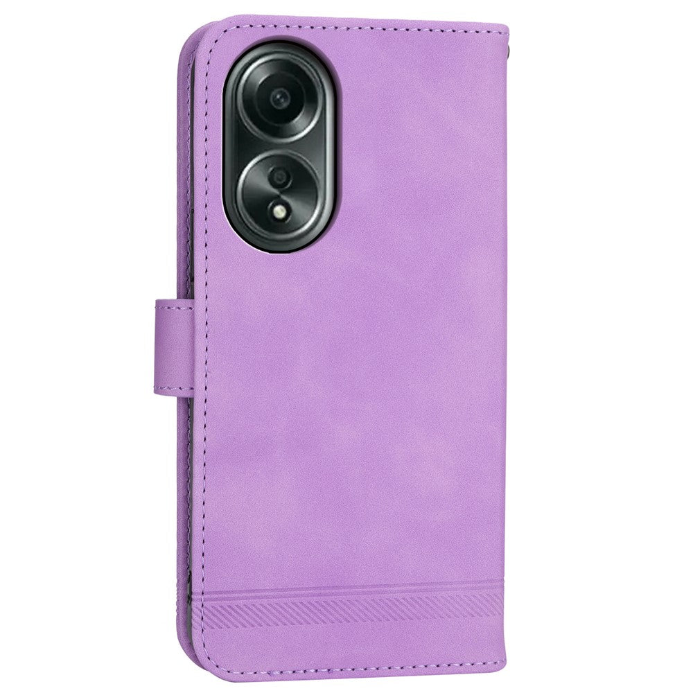 DIERFENG DF-03 Flip Phone Cover for Oppo A58 4G Case Lines Imprinted Wallet Stand Mobile Leather Shell