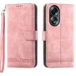 DIERFENG DF-03 Flip Phone Cover for Oppo A58 4G Case Lines Imprinted Wallet Stand Mobile Leather Shell