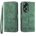 DIERFENG DF-03 Flip Phone Cover for Oppo A58 4G Case Lines Imprinted Wallet Stand Mobile Leather Shell