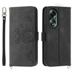 For Oppo A58 4G Case Wallet Skin-touch Phone Cover with Hand Strap + Shoulder Strap