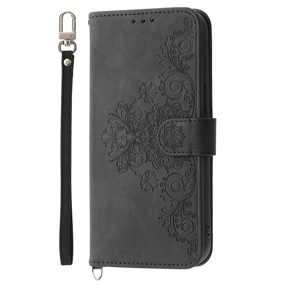 For Oppo A58 4G Case Wallet Skin-touch Phone Cover with Hand Strap + Shoulder Strap