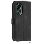 For Oppo A58 4G Case Wallet Skin-touch Phone Cover with Hand Strap + Shoulder Strap