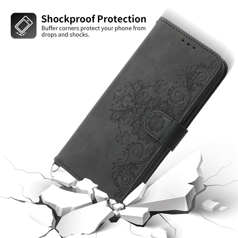 For Oppo A58 4G Case Wallet Skin-touch Phone Cover with Hand Strap + Shoulder Strap