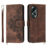 For Oppo A58 4G Case Wallet Skin-touch Phone Cover with Hand Strap + Shoulder Strap