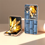 For Oppo Find N3 Flip 5G Case Mahjong Texture Genuine Cow Leather + PC Electroplated Phone Cover