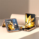 For Oppo Find N3 Flip 5G Case Mahjong Texture Genuine Cow Leather + PC Electroplated Phone Cover