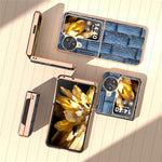 For Oppo Find N3 Flip 5G Case Mahjong Texture Genuine Cow Leather + PC Electroplated Phone Cover