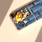 For Oppo Find N3 Flip 5G Case Mahjong Texture Genuine Cow Leather + PC Electroplated Phone Cover
