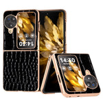 For Oppo Find N3 Flip 5G Case Crocodile Texture Genuine Cow Leather + PC Phone Cover