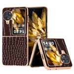 For Oppo Find N3 Flip 5G Case Crocodile Texture Genuine Cow Leather + PC Phone Cover
