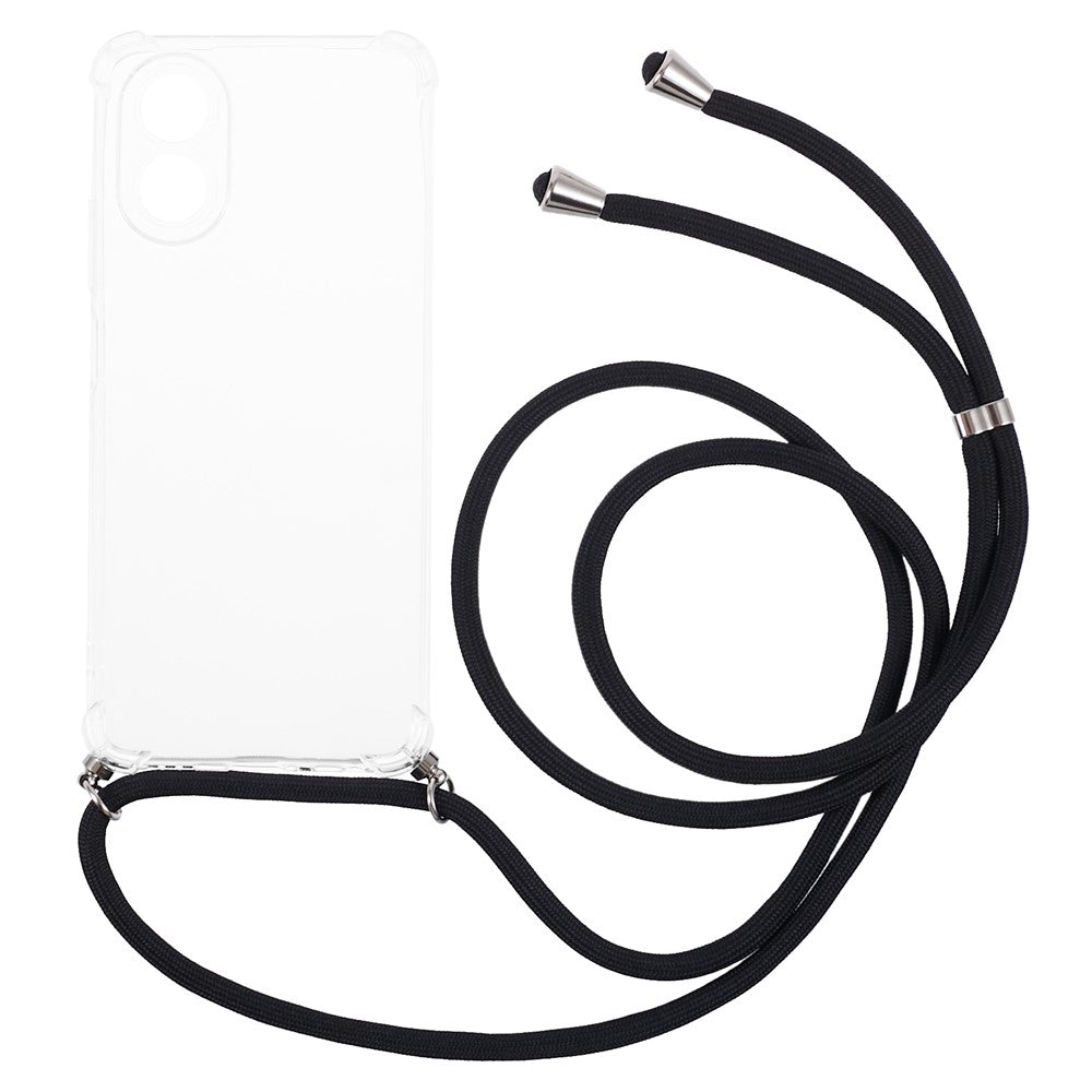 For Oppo A38 4G Case Reinforced Corners Clear TPU Cover with Lanyard