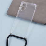 For Oppo A38 4G Case Reinforced Corners Clear TPU Cover with Lanyard