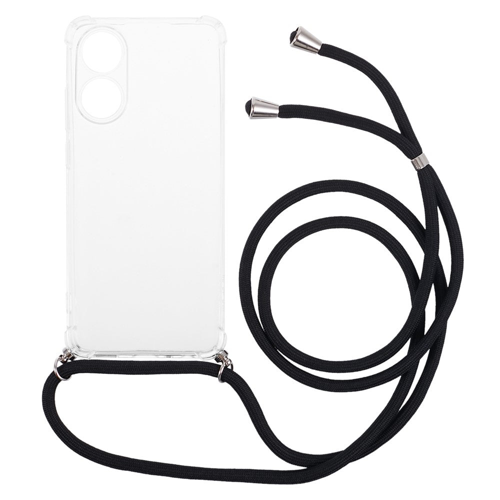 For Oppo A78 4G Case Transparent Anti-drop TPU Phone Cover with Lanyard