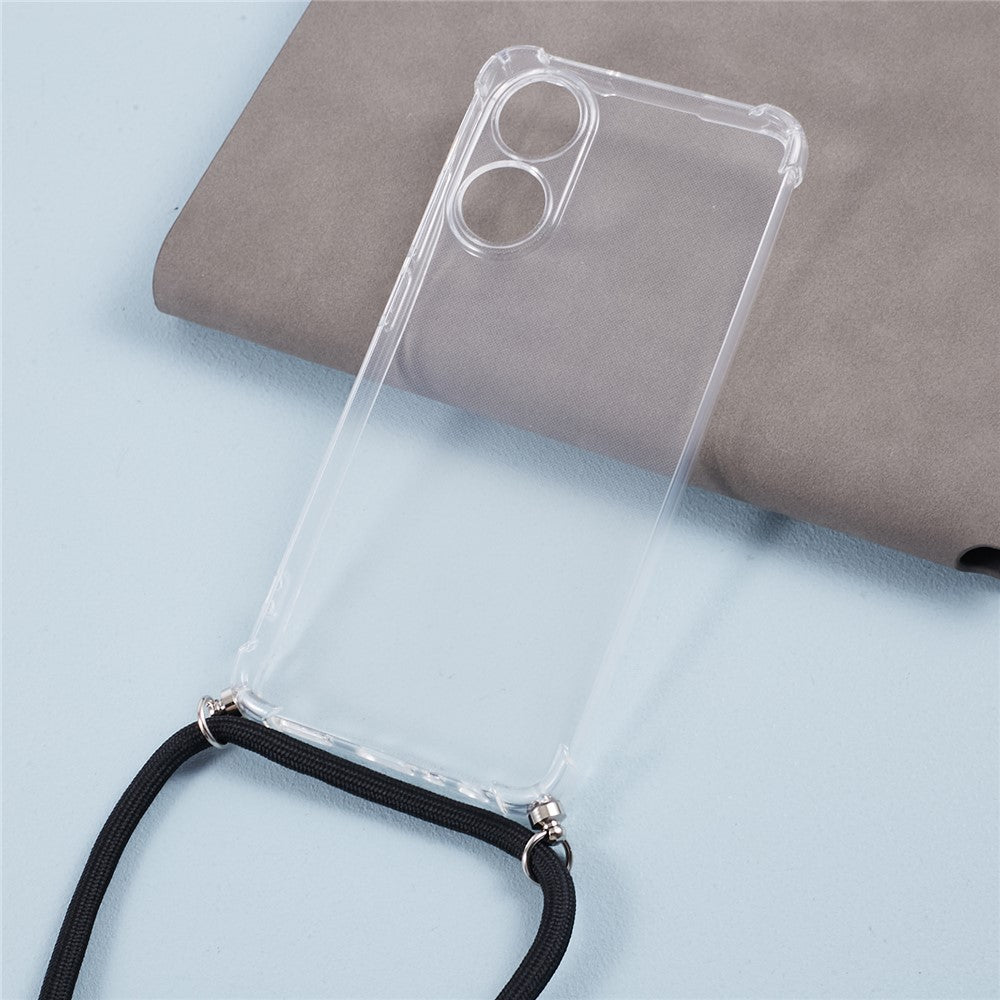 For Oppo A78 4G Case Transparent Anti-drop TPU Phone Cover with Lanyard